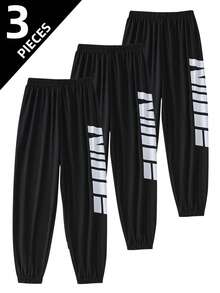 3 pièces/Paquet Pantalons de sport pour garçons adolescents, pantalons décontractés légers pour l'extérieur, la course, coupe slim pour garçons de 10 à 15 ans - Multicolore - Voir 1