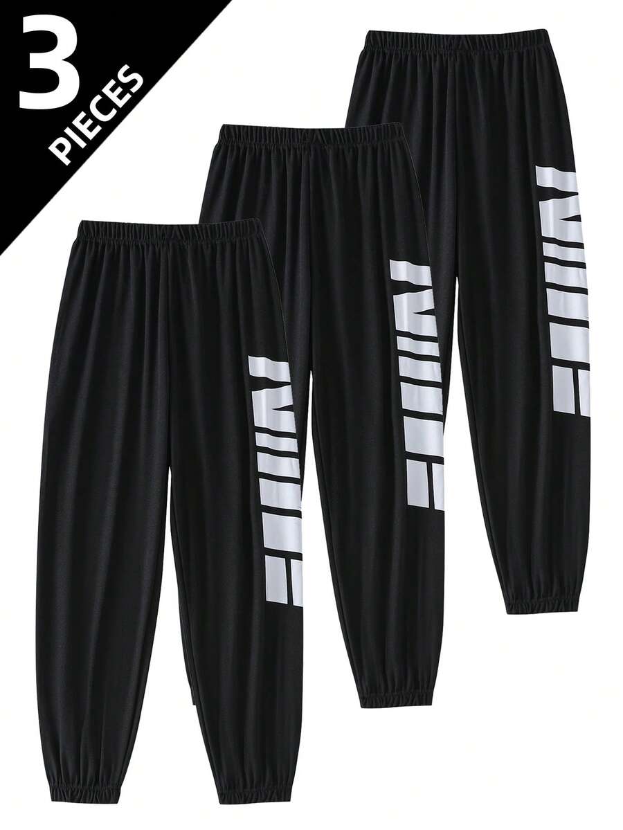 3 pièces/Paquet Pantalons de sport pour garçons adolescents, pantalons décontractés légers pour l'extérieur, la course, coupe slim pour garçons de 10 à 15 ans - Multicolore - Voir 1