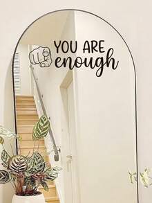 Black&White You Are Enough Mirror Decal Window Stickers, With Positive Motivational Quote Double-Sided Window Clings, Suitable For Bathroom Mirror Sticker, Dressing Table, Makeup Room, Living Room Decoration, Vinyl Decal For Home Decorations,Spring Decoration Items Refresh Your Home,Rama Decoration Stickers Gifts Birthday Graduation