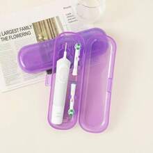 1 pieza Caja de almacenamiento de cepillo de dientes eléctrico de unicolor, Estuche de viaje para cepillo de dientes semi-transparente, Caja de almacenamiento portátil para cepillo de dientes eléctrico, Estuche de viaje de plástico portátil de repuesto para cepillo de dientes eléctrico, Adecuado para viajes, Soporte de cepillo de dientes de plástico transpirable, Adecuado para el hogar, viajes, negocios, camping, caja de almacenamiento, decoración del baño del hogar, verano - Multicolor - Ver 4