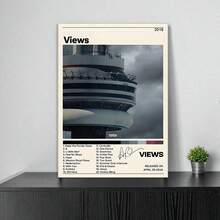 1幅德雷克《Views》专辑封面装饰帆布画，现代太空主题，无框竖版，防水，适用于客厅、卧室、家庭办公室、教室、餐厅墙面装饰，独特创意墙面艺术海报 - 彩色 - 查看 9