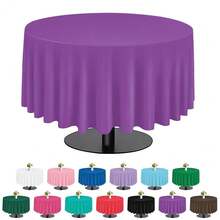 Purple 6 Pack Plastic Table Cloth 84\, Disposable Round Tablecloth Table Cover, Plastic Tablecloths For Parties,Round,Purple - 紫色 - 查看 1