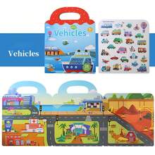 1 Set Handheld Jelly Stickers, Suitable For Quiet Books, DIY Fun Children's Tent Scenes, Early Education Cognitive Picture Books, Various Fun Themes, Shape Matching, Scene Matching, Effectively Enhancing Cognitive Ability And Imagination - Multicolor - View 4