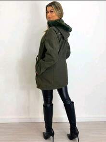 Women's Lined Twill Parka - Green - View 2