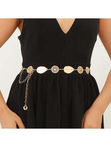 2026 New Bohemian Chain Waist Belt - Adjustable Waist Decor, Vintage Hollow-Out Design, Perfect Match For Dresses/Bikinis, Summer Beach Party Fashion Accessory - Gold - View 13