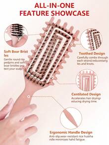 Hair brushes-EU+UK Curling Wet Hair Brush, Soft Bristle Comb, Reduces Hair Pulling And Curl Separation, Round Teeth, Unisex Styling Tool - Multicolor - View 6