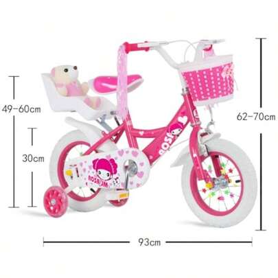 icleta Infantil R12 12 Pulgadas con ruedines LED con Cesta y Porta Juguetes Altura del sillín Ajustable de 42 a 48 cm diseñada para niñas pequeñas Apta para s de 2 a 4 años.