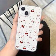 Funda de teléfono creativa personalizada, minimalista y a la moda: diseño de lazo de cereza transparente, material TPU de alta calidad, máscara de gas, orificios precisos, cobertura completa, diseño a prueba de golpes y anticaídas, resistente a la suciedad y duradera, adecuada para  17/17 Pro/17 Pro Max/17 Air/ 16/16 Pro/16 Pro Max/16 Plus/ 15/15 Pro Max/15 Pro/15 Plus/ 14/14 Pro/14 Plus/14 Pro Max/ 13/13 Pro/13 Pro Max/12/12 Pro/12 Pro Max/11/11 Pro/11 Pro Max/XR/X/XS/XS Max. Es el regalo de cumpleaños perfecto para novias, novios, esposos, esposas, amigos o para uno mismo, innovador y a la moda, adecuado tanto para hombres como para mujeres. - Transparente 2855 - Ver 2