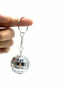 Portachiavi a sfera da discoteca, ciondolo lucido per chiavi, anello portachiavi, ciondolo per borse e zaini, regalo per donne, matrimoni, feste - Argento - Visualizzare 2