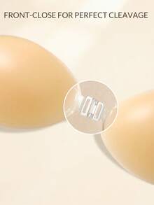 2 peças/1 peça Sutiã Adesivo Silicone Invisível com Sustentação, Sutiã Adesivo Reutilizável, Respirável, Realça a Linha do Busto, Adequado para Vestidos e Ocasiões Formais - Multicolorido - Visão 8