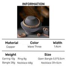 dazzdelic 4pcs Set Assorted Copper Beads 3 Rows Necklace Earrings Open Bangle Ring For Women Formal Wear, Party Accessory & Gift - 4 Piece Set - View 15