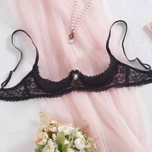 Sexy Lingerie, Romantic Black Sheer Bra. Unique Design, Ignites Endless Imagination, Exudes Romantic Ambiance - Black - View 9