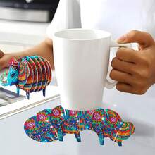1pc DIY Diamond Painting Kit, Animal Shaped Coaster, Acrylic Material With Crystal Bead Mosaic Decor, Desktop Decoration Craft, Suitable For Home, School, Office Desk, Great Gift For Friends And New Year