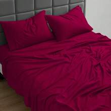 Juego de Sábanas Lisas, Tacto Algodón, Ideal para usar durante todo el año. Colores Vibrantes. - Rosa Fucsia - Ver 2