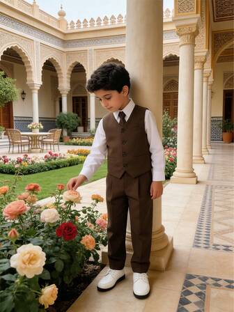 Boys Wedding/Performance/Birthday Party Formal Solid Color 3 PiecesSuit Set: Solid Color Vest + Pants + Tie