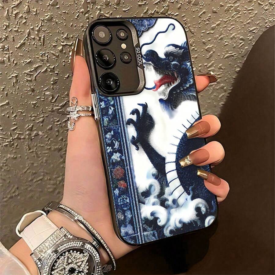 Estuche para teléfono con diseño de dragón Compatible con estuches para teléfonos 17 16 Pro Max 15 Pro Max 13 y 12 Hecho de material TPU a prueba de caídas, resistente al desgaste y cómodo de sostener Un gran regalo para familiares, amigos, seres queridos, novios, novias y para Navidad y Año Nuevo - Negro - Ver 1