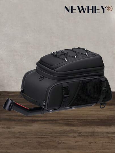 NEWHEY 3-In-1 Waterproof Reflective Bicycle Rear Rack Bag, 15L Capacity, With Rain Cover