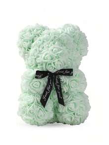 1只25厘米浪漫玫瑰泰迪熊，玫瑰毛绒熊，花朵泰迪熊，适合作为生日、周年纪念日或情人节礼物送给妈妈、朋友，也适合作为毕业或周年纪念礼物。