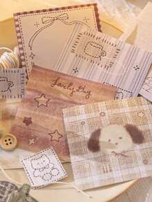 1 Set White Kraft Paper Memo Pad, Fabric Handmade Studio, Cute Mini Embroidered Fabric Stickers For Scrapbooking & Note Taking - Multicolor - View 9