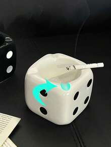 Ceramic Dice Ashtray, Suitable For Home And Outdoor Use, Novel And Unique, Can Be Used As A Cigarette Ashtray, Portable Ashtray, Applicable For Car And Dining Table - Multicolor - View 2