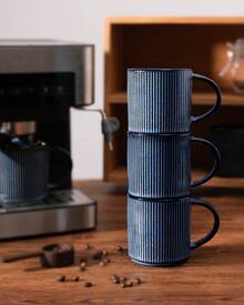 Richmount 4 Piece Coffee Mugs Set, 12 Oz Catering Mugs Cup Set With Handle For Coffee, Tea, Cocoa, Milk - Ceramic Stoneware Drinkware Set - Nebulas Blue - View 6