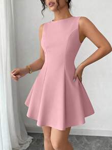 PRETTYGARDEN Women's Summer Dresses Elegant Sleeveless Boat Neck A Line  Formal Cocktail Party Wedding Guest Graduation Vacation Mini Pink  Dress Club Outfits For Women - 粉色 - 查看 4