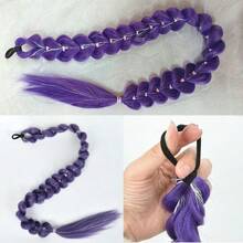 紫色编织假发，时尚迷人，适合女性、名人及角色扮演，彩虹渐变色，派对必备，编织马尾辫，轻盈耐用的合成纤维，适合节日、盛会、服装及配饰，超长浓密假发和马尾辫，派对及情人节装饰道具及配饰 - 彩色 - 查看 4