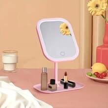 LED Makeup Mirror With Front Lights, Vanity Mirror With Storage Base, 3 Lighting Modes, Rechargeable Battery, Touch Control, Foldable & Portable, Suitable For Student Dorm And Daily Use - Multicolor - View 9