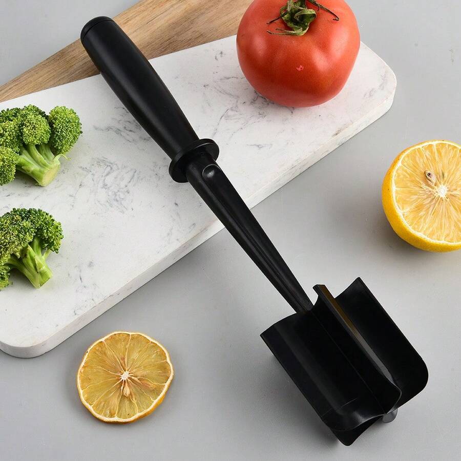 1 Pc Luxury Textured Style Glossy Black Handheld Minced Meat Masher Thickened Heat-Resistant Nylon + Anti-Scratch Design Non-Stick&Easy To Release/Comfortable Grip/Rust-Proof&Shockproof Suitable For Kitchen Prep, Holiday Cooking, Homestay Cooking, Daily Baby Food Beef Minced Meat Tool Potato Masher Gadget High-End Household Cooking Tool Valentine's Day (Home Gift)/Housewarming Gift/New Year - Multicolor - View 1
