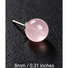 par de aretes minimalistas de plata pura y cristal rosa, aretes de piedras preciosas naturales, pequeños y elegantes para uso diario, plata de ley 925 hipoalergénica, regalo de cumpleaños - Azul 2 - Ver 2