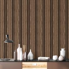 Adhesive Wallpaper With Rustic Oak Wood Ribbed Pattern And Thick Strips - Multicolored 29 - View 16