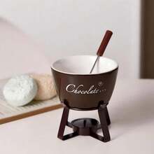 1pc, Ceramic, Detachable Chocolate Melting Furnace, Chocolate Melting Device With A Metal Stand, Suitable For Cooking Chocolate, Butter, Cheese, Etc. – A Small Kitchen Tool. - Multicolor - View 14