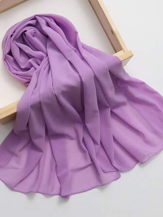 1pc Women's Solid Color Chiffon Scarf/Shawl