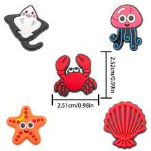26pcs Assorted Marine Life Cartoon Animal Patterns Shoe Charms Multicolor Vibrant Summer Beach Style Clog Decoration Accessories Suitable For Holes Shoes - Multicolor - View 6