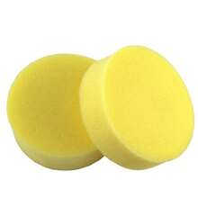 1pc Yellow Round Waxed Car Wash Sponge, High-Density Cotton, Does Not Shed Debris When Compressed, Car Polishing And Waxing Sponge, Double-Sided Practical Thickened Version