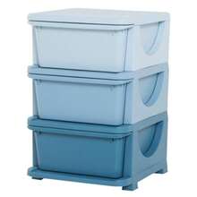 Children's Storage Boxes, 3 Drawers, Rounded Edges, Raised Design, 37x37x56.5 Cm, Blue - Blue - View 8