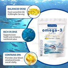 2PCS Gwynne Super Omega 3 Premium Limón Aceite De Pescado 4200mg,epa,dha Y Omega 3 Supplement,salud Del Corazón,salud Cerebral, Reducción Del Estrés,apoyo A La Salud Del Colesterol,120 Cápsulas - 2 piezas - Ver 4