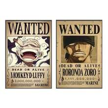 ONE PIECE Set de 1/2/3/6 pósteres de pared de , pósteres de "Se Busca" con personajes como Shanks, Sabo, Ace, Boa Hancock, Trafalgar Law, Gol D. Roger, Yamato, etc. (sin marco)