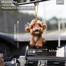 Scottish Highland Cow Statue - Hand-Painted-Look Resin Figurine With Scottish Tartan Hat & Coffee Cup, Sitting Highland Cow Collectible With Coffee Beans Decor, New Year And Valentine's Day Gift For Cow Lovers, Scottish-Themed Accent - Multicolor - View 10