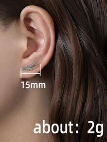 1 Pair Fashionable Women's Earrings, Cubic Zirconia Leaf Design, Suitable For Cute Festivals And Daily Wear - Earrings - View 5