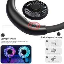 Neck Fan LED Neck Fan Upgraded Version 1200mAh Battery Capacity Long Battery Life Suitable For Students Office Outdoor Travel Holiday Essential Perfect Gift - 彩色 - 查看 6