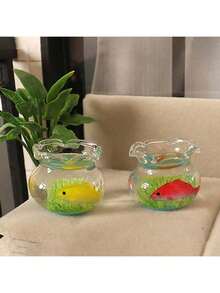 1Pc Transparent Dollhouse Miniature Fish Tank, 1:12 Dollhouse Mini Scene Model Toys Creative Fish Bowl Pretend Toy Home Decoration Gifts,Dollhouse Accessories(Randomized Delivery) - Multicolor - View 2