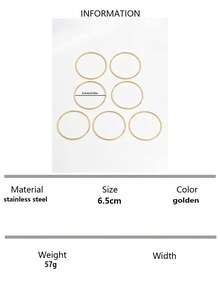 7pcs/set Fashionable Stainless Steel Minimalist Bangle For Women For Daily Decoration - Yellow Gold - View 12