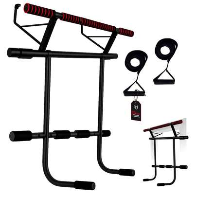 OcioDual Entrega em 24/48 horas. Barra de flexões para porta com estação de paralelas e fitas de suspensão para treinamento, barra de flexões para porta, paralelas, treino em casa, barra de flexões para porta
