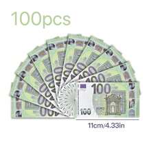 100张11*6.15厘米小尺寸100欧元道具纸，1包100张常规尺寸纸，面值5/10/20/50/100/200/500欧元，5/10/20/50/100/200/500欧元新年装饰道具纸，欧元新年礼物，欧元情人节花束道具纸 - 彩色 - 查看 17