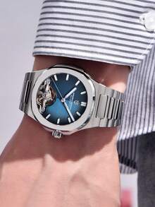 PAGANI DESIGN 2025 新款男士自动机械腕表，蓝宝石玻璃表镜，商务风格，陀飞轮设计，不锈钢材质，防水，型号 PD-YS025