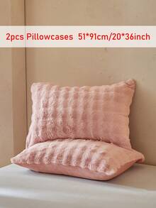 2pcs Pink Faux Fur Flannel Pillowcase, Modern Decorative Body Pillow Cover, Suitable For Winter, Soft & Warm, Machine Washable, Pillow Insert Not Included - Pink - View 11