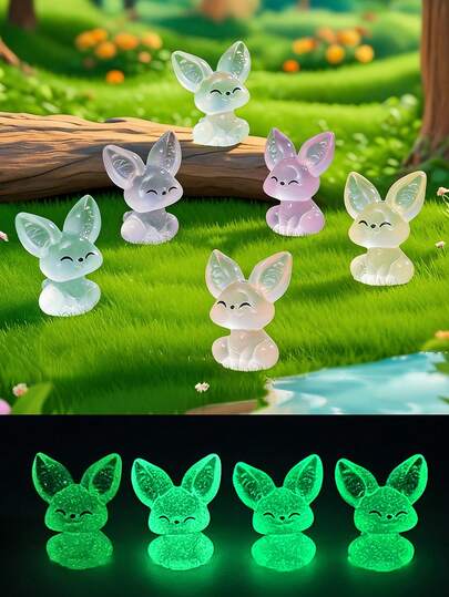 10/20pcs Luminous Mini Resin Foxes Figurines, Glow In The Dark Miniature Fennec Fox Tiny Animals Ornaments For DIY Fairy Garden, Birthday Party Gift Filling, Micro Landscape Craft, Glass Container, Potted Plant Decor, Car Interior Accessories, Home Decor, Bookcase, Living Room Scenes, Theme Party, Valentine's Day, Gift Bag Stuffers(Random Color)