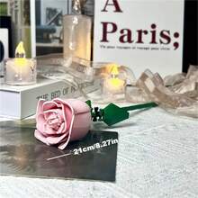 1件/3件装积木拼装仿真玫瑰花，蓝玫瑰、红玫瑰、粉玫瑰，积木花，永生花，室内装饰，卧室装饰，桌面装饰，适合情人节、圣诞节、新年（不含花瓶） - 彩色 - 查看 11