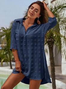 Women's Swimsuit Cover - Ups White Chiffon Bikini Swimwear Beach Dress Outfits Summer 6HQS - 藏蓝色 - 查看 10